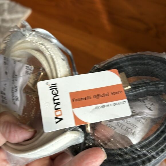 2 Pack women's faux leather belts black+white 110 cm/43.3" - Picture 4 of 7